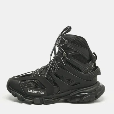 Pre-owned Balenciaga Black Faux Leather And Mesh Track Hike High Top Sneakers Size 40