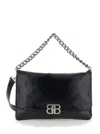 Balenciaga Black Flap Bb Soft Largeshoulder Bag In Black