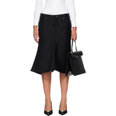 Balenciaga Black Flared Denim Midi Skirt In 1000 Black