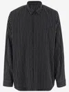 Balenciaga Oversized Striped Poplin Shirt For Men In Black