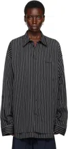 Balenciaga Embroidered Poplin Oversize Shirt In 1070 Black/white