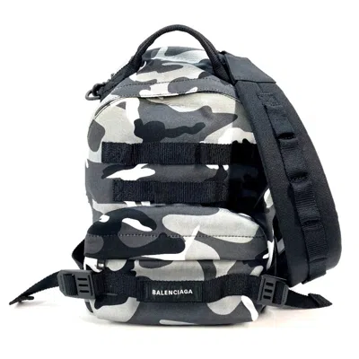 Pre-owned Balenciaga Black Gray Canvas Backpack () In Multi
