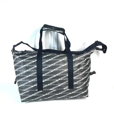 Pre-owned Balenciaga Black Gray Leather Pvc Boston Bag Shoulder Bag () In Black, Gray