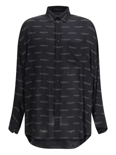 Balenciaga Black Grey Clothing Shirts In Blue