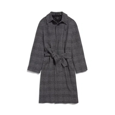 Balenciaga Black Grey Wool Coats In Gray
