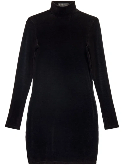 Balenciaga Black Handwritten Embellished Knitted Mini Dress