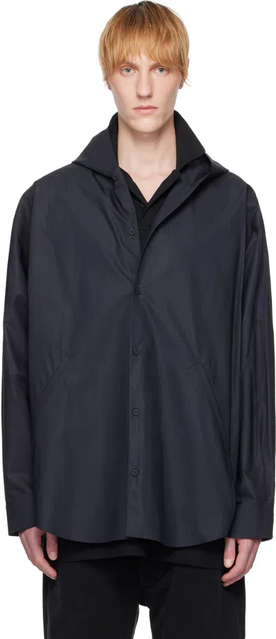 Balenciaga Black Hooded Shirt In 1055