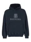 Balenciaga Black Hoodie With Fixed Hood And Logo Lettering On The Front In Cotton Man In Blue