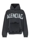 Balenciaga Black Hoodie With Logo Lettering On The Front And Logo Print On The Back In Cotton Man In Multicolor