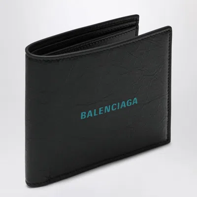 Balenciaga Black Horizontal Wallet With Logo