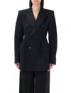 Balenciaga Hourglass Wool Blazer In Black
