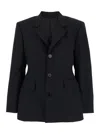 Balenciaga Hourglass Black Single-breasted Jacket With Notched Revers In Wool Woman In Black