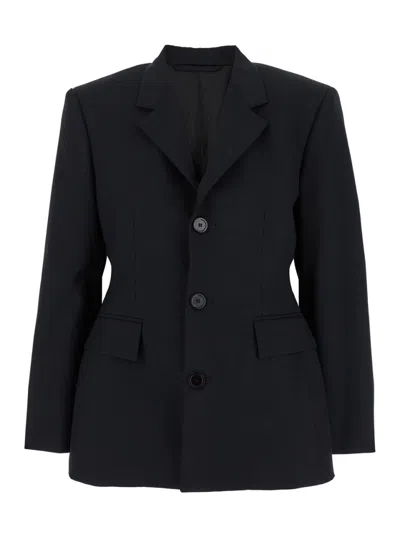 BALENCIAGA BLACK HOURGLAS SINGLE-BREASTED JACKET