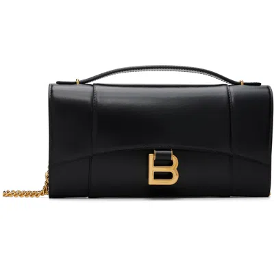 Balenciaga Black Hourglass Pochette Chain Bag In 1000 Black