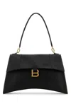 Balenciaga Medium Hourglass Soft Leather Shoulder Bag In Black