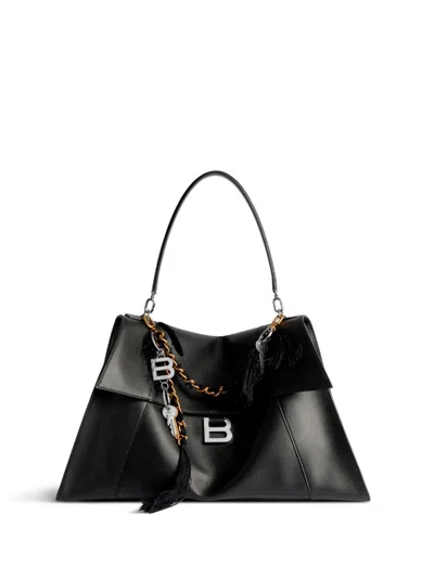 Balenciaga Large Hourglass Soft Tote Bag In Black