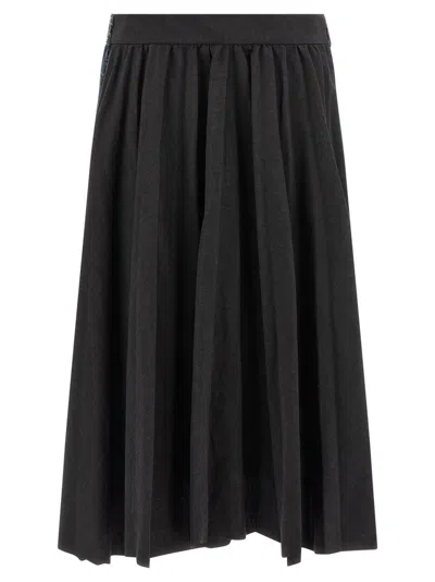 BALENCIAGA WOMEN BLACK HYBRID PLEATED SKIRT, 28 LUXURY SKIRTS FOR WOMEN DARVEYS