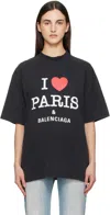 Balenciaga Crew Neck Graphic Print Unisex Top In 1041 Faded Washed Bl