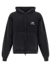 Balenciaga Black Hoodie With Kangaroo Pocket And Logo On The Front In Cotton Man In Black
