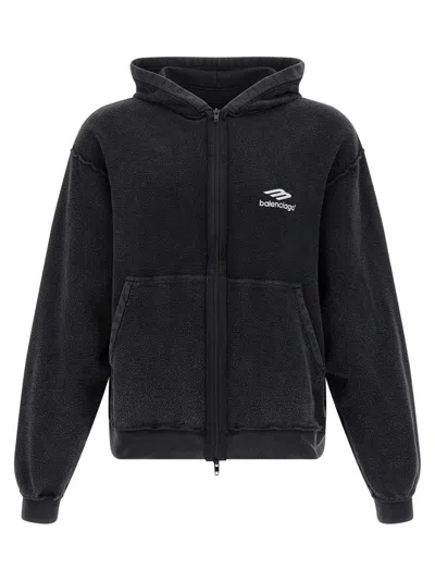 BALENCIAGA BLACK INSIDE-OUT 3B SPORTS ICON HOODIE