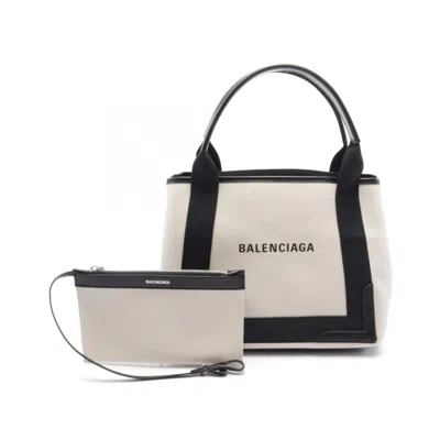 Pre-owned Balenciaga Black Ivory Canvas Pouch Tote Bag ()