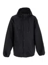 Balenciaga Black Jacket With Drawstring Hood And Maxi Logo Lettering Print On The Rear In Tech Fabri In Multicolor