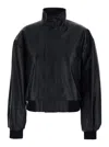 Balenciaga Black Jacket With Dropped Shoulders And High Neck In Leather Woman In Black