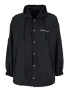 Balenciaga Black Jacket With Logo Lettering On The Front And Logo Patch On The Elbow In Tech Fabric Man In Black