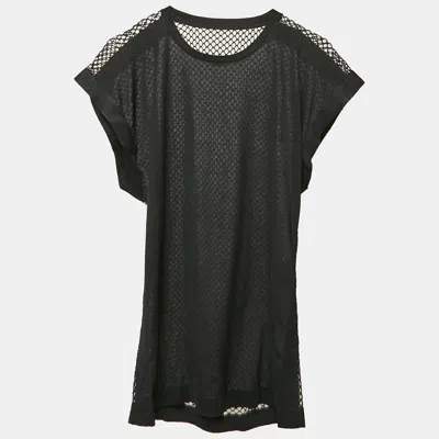Pre-owned Balenciaga Black Jersey And Sheer Mesh Trim Top S