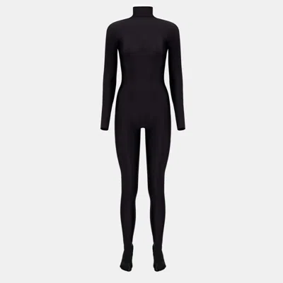 Pre-owned Balenciaga Black Jersey Falkon Full-body Jumpsuit S Heels Size 39