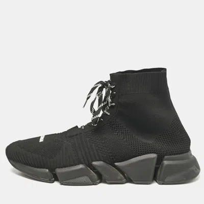 Pre-owned Balenciaga Black Knit Fabric Speed 2.0 High Top Sneakers Size 45