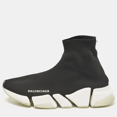 Pre-owned Balenciaga Black Knit Fabric Speed 2.0 Lt Sneakers Size 38