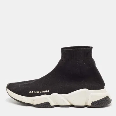 Pre-owned Balenciaga Black Knit Fabric Speed 2.0 Sneakers Size 38