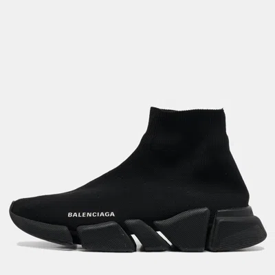 Pre-owned Balenciaga Black Knit Fabric Speed 2.0 Sneakers Size 39