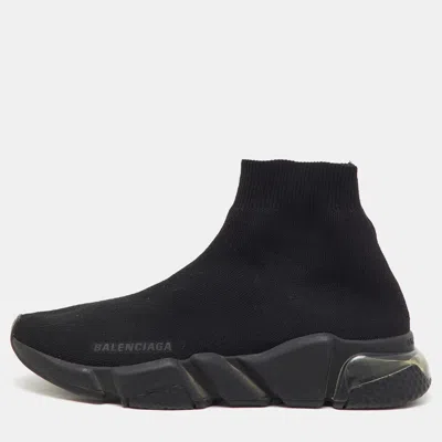 Pre-owned Balenciaga Black Knit Fabric Speed 2.0 Trainer Slip On Sneakers Size 38