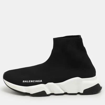 Pre-owned Balenciaga Black Knit Fabric Speed High Top Sneakers Size 36