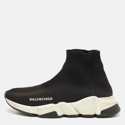 Pre-owned Balenciaga Black Knit Fabric Speed High Top Sneakers Size 36