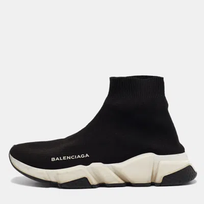 Pre-owned Balenciaga Black Knit Fabric Speed High Top Sneakers Size 37