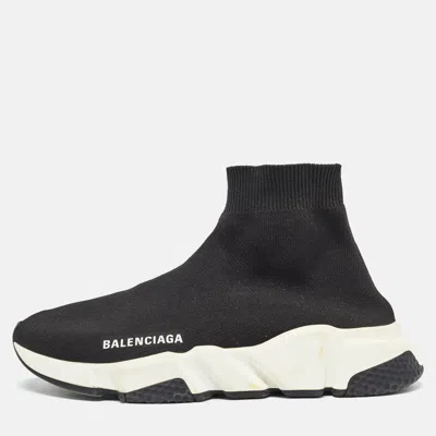 Pre-owned Balenciaga Black Knit Fabric Speed High Top Sneakers Size 38