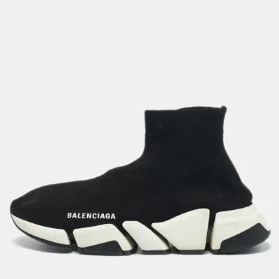 Pre-owned Balenciaga Black Knit Fabric Speed High Top Sneakers Size 39