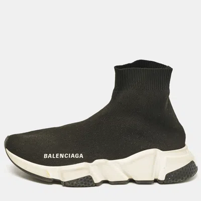 Pre-owned Balenciaga Black Knit Fabric Speed Slip On Sneakers Size 36