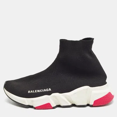 Pre-owned Balenciaga Black Knit Fabric Speed Trainer High Top Sneakers Size 35