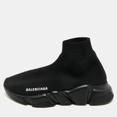 Pre-owned Balenciaga Black Knit Fabric Speed Trainer High-top Sneakers Size 37