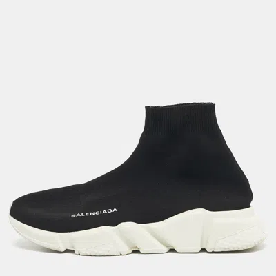 Pre-owned Balenciaga Black Knit Fabric Speed Trainer High Top Sneakers Size 40