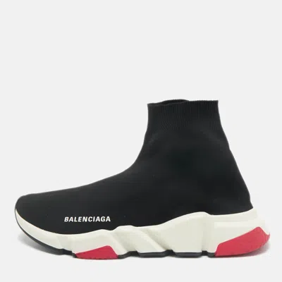 Pre-owned Balenciaga Black Knit Fabric Speed Trainer High Top Sneakers Size 41
