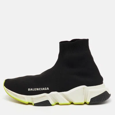 Pre-owned Balenciaga Black Knit Fabric Speed Trainer Slip On Sneakers Size 38