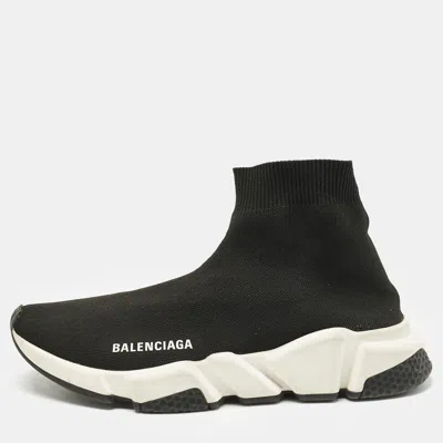 Pre-owned Balenciaga Black Knit Fabric Speed Trainer Slip On Sneakers Size 39