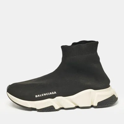 Pre-owned Balenciaga Black Knit Fabric Speed Trainer Slip On Sneakers Size 40