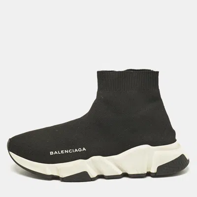 Pre-owned Balenciaga Black Knit Fabric Speed Trainer Sneakers Size 37