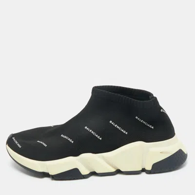 Pre-owned Balenciaga Black Knit Fabric Speed Trainer Sneakers Size 37